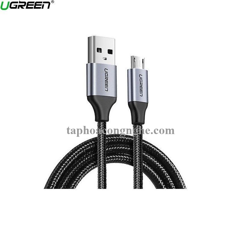 Ugreen 60145 0.5M màu Đen Cáp sạc truyền dữ liệu USB 2.0 sang MICRO USB vỏ dây bọc lưới US290 30060145